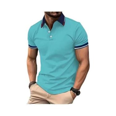 Imagem de Camisa Polo Masculina Manga Curta Branca - Casual de Verão, BR-G4, Azu