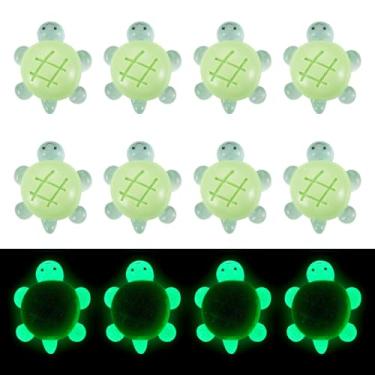 Imagem de 12 peças de miniaturas de tartarugas de resina luminosa, cabochão que brilham no escuro, adornos de tartaruga marinha, enfeites de resina, para artesanato, jardim, musgo, micro paisagem, tema oceano