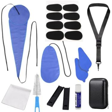 Imagem de LONGCHANX Kit profissional de manutenção de instrumentos de sopro de madeira com estojo rígido, conjunto de limpeza de clarinete e saxofone, graxa de cortiça, estojo de palheta, escovas, alça