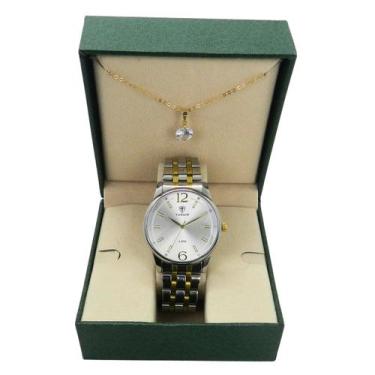 Imagem de Relógio Feminino Tuguir Analógico 9182E Prata e Dourado