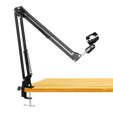 Imagem de Suporte Articulado para Microfone de Mesa, Braço Ajustável para Estúdio, Pedestal com Base de Fixação, Cor Preta