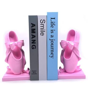 Imagem de Terminais de livro rosa para prateleiras suportes de livros decorativos de sapatos para prateleiras, chinelos de balé, suportes para livros pesados para decoração de escritório em casa