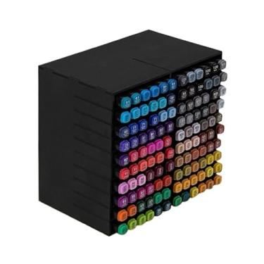 Imagem de Nicho Organizador Expositor de Canetinhas Touch em MDF - Expositor Vertical com Compartimentos Ajustáveis, Ideal para Escritório, Escola e Ateliê(PRETO - 1 UNIDADE)