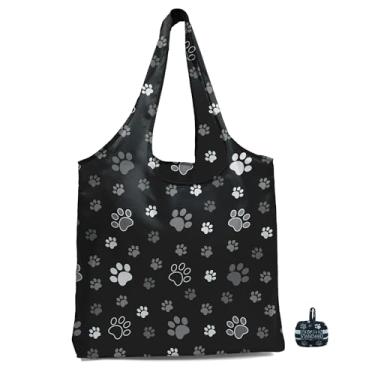 Imagem de BeeGreen Sacola transversal compacta e dobrável Paws – Sacola reutilizável para compras de supermercado – Bolsa esportiva leve e portátil