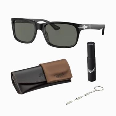 Imagem de Persol Óculos de sol retangulares PO3048S com kit oficial de óculos