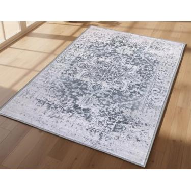 Imagem de Muddy Mat Frostbell Tapetes laváveis de 1,5 m x 2,1 m para sala de estar, quarto e sala de jantar – Tapete moderno macio e antiderrapante – Tapetes dobráveis à prova d'água para animais de estimação