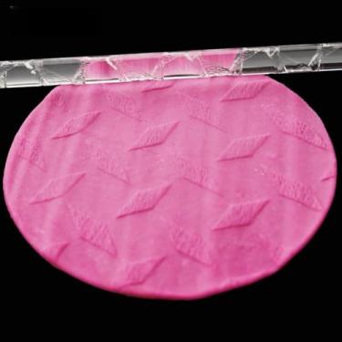 Imagem de GLOGLOW Rolo de Massa de Acrílico Com 28 Padrões, Material Compatível Com FDA, Aderência Confortável, 16 X 1 Cm, Leve para Produtos de Panificação de Massa e Pastelaria (52007Geometria do Losango)