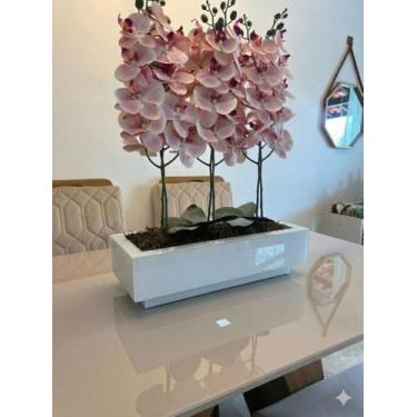 Imagem de Vaso Branco Vidro Plantas Luxo Decoração - Inova Decor