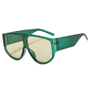 Imagem de HCHES Óculos de Sol Grandes e Leves Femininos Bege Luxo Masculino Grande com Lentes Degradê UV400 (verde)