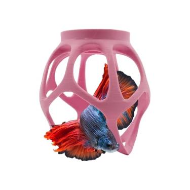Imagem de Brinquedo flutuante de natação Betta Nest para peixes Betta, exercício e esconderijo de enriquecimento, acessório de decoração de aquário (rosa chiclete, clássico)