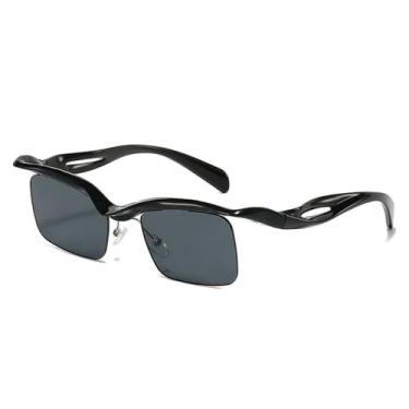 Imagem de Óculos de Sol UV400 - Sem Aro, Lentes Oceânicas, Estilo Punk, para Homens e Mulheres, Esportivos, ao Ar Livre, Corrida e Ciclismo, Preto
