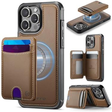 Imagem de WJXEXRS Capa carteira para iPhone 16 Pro Max, capa de couro PU 2 em 1 requintada/antiarranhões fina à prova de choque/capa de celular com carregamento magnético para iPhone 16 Pro Max de 6,9 polegadas