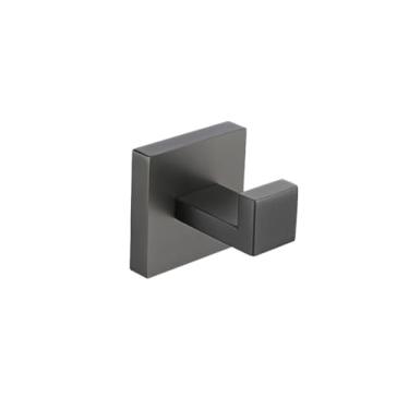 Imagem de Acessório de banheiro cinza escovado arma de aço inoxidável toalheiro de metal suporte de papel higiênico gancho de roupão barra de toalha ferragens de vaso sanitário, gancho de roupão 4 peças