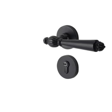 Imagem de VTGVVVTR Fechadura de porta de quarto silenciosa para ambientes internos e banheiros, maçanetas europeias, conjunto completo de fechadura de porta mecânica (B Yahei 7255 magnético)