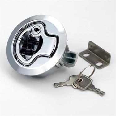 Imagem de Trava de painel de 45 mm, liga de zinco, material de descarga, puxador para móveis, puxador de bloqueio para carro, 1 peça (739-2 com luz de chave)