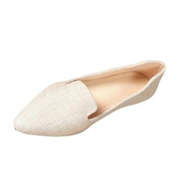 Imagem de Tênis feminino casual estilo verão sem cadarço leve antiderrapante com bico redondo, adequado para lazer interno e externo, Bege, 39