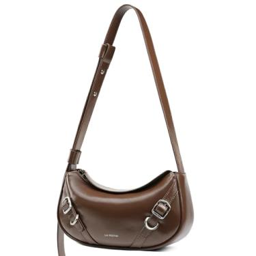 Imagem de Bolsa Hobo feminina LA FESTIN de couro macio com alça ajustável para uso diário, Marrom
