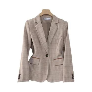 Imagem de Conjunto De Calça E Blazer Feminino Estilo Britânico Em Xadrez Damasco