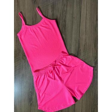 Imagem de Conjunto feminino shorts e regata feminina malha canelada conforto / m
