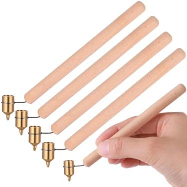 Imagem de Sinload 4 canetas de cera quente de 0,3 mm, ponta de latão médio, cabo de madeira, para pintura, régua, kit de decoração de ovo de páscoa ucraniano, suprimentos de pintura de velas
