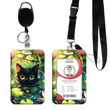 Imagem de ACWDMKH Cordões para crachás de identificação, suporte de crachá de identificação de plástico com clipe de carretel retrátil, chaveiro destacável, capa protetora de cartão vertical resistente para