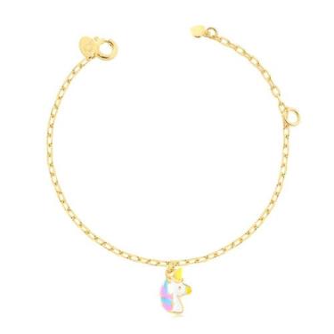 Imagem de Pulseira Infantil Unicórnio Pequeno Resina Folheada A Ouro - Radhau Jo