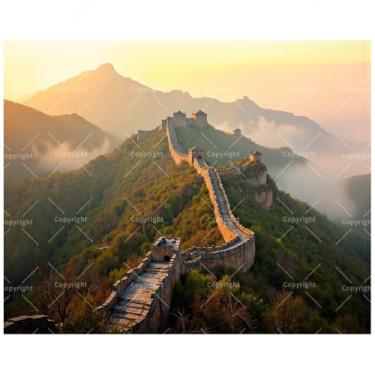 Imagem de Kit de pintura por números para adultos – DIY Great Wall of China Pintura de paisagem em tela, conjunto de tinta acrílica, adequado para iniciantes, arte para decoração de casa ou presentes (20 x 30