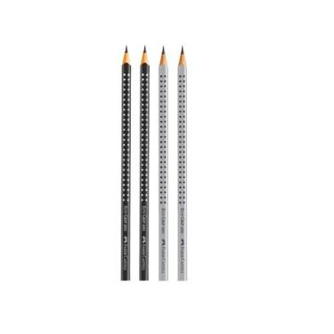 Imagem de Lápis Preto Faber-Castell Grip 2001 Nº 2B Triangular Preto/Prata - 4 U