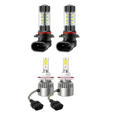 Imagem de MOUDOAUER Farol de LED 8000K para reparo de carro (2 peças) Farol de neblina Hi/Lo (2 peças) Kit combo de 4 lâmpadas para Ford F-150 F-250 F-350 Super Duty 2004-2014