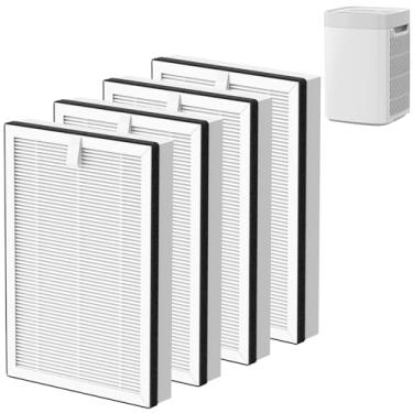 Imagem de Pacote com 4 filtros de substituição HEPA compatíveis com purificador de ar portátil NuWave OxyPure 47401 47402 47404 para salas grandes de até 3,5 metros quadrados com entrada de ar dupla face