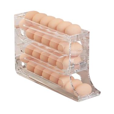 Imagem de Apoio para Ovos de 4 Andares Geladeira - Organizador com Rolamento Automático Dispenser Economizar Espaço Container Grande Capacidade 30 1 Unidade