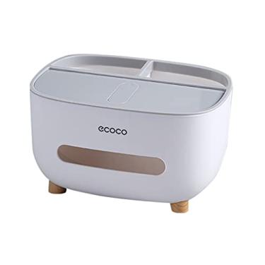 Imagem de CUOFYUNL Tecido multifuncional Caixa Organizador de mesa de camada dupla Organizador de tecido removível Papel Toalha Distribuidor Organizador de prateleira de mesa para (Cinza)