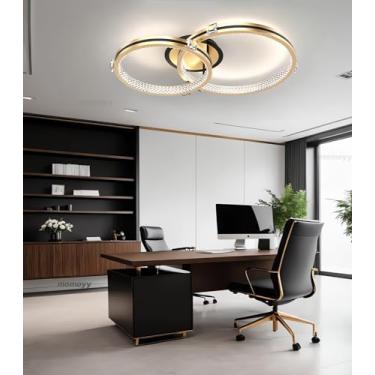 Imagem de Luminária de teto LED de 75 cm com anel de cristal, redonda, moderna e regulável, para sala de estar, quarto, 40 W, com controle remoto, iluminação embutida para teto, ideal para cozinha e s