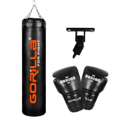 Imagem de Saco De Pancada Profissional 160 Cm + Luva Boxe Boxing Since 2011 Gorilla + Suporte Articulado Teto-Unissex