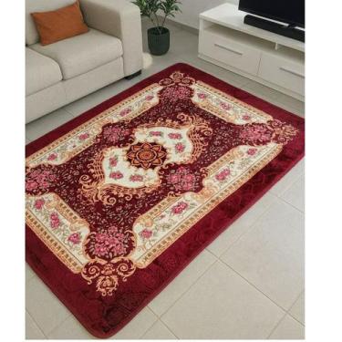 Imagem de Tapete sala em veludo, com estampa floral tamanho grande - WX Tapetes,