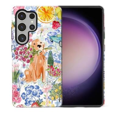 Imagem de Goodsprout Capa para Samsung Galaxy S25 Ultra, silicone TPU de camada dupla + policarbonato rígido, à prova de choque e resistente a arranhões, colagem fofa de flores de verão da faculdade do cão