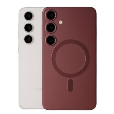 Imagem de Capa Case Capinha S24 fe Ultra Protetora Galaxy com Fibra de Vidro Protecao Cameras Removiveis Magnetica para Carregamento Indução sem Fio (VINHO)