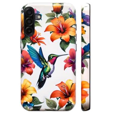 Imagem de Bcov Capa de camada dupla para Galaxy A17 5G, flores de beija-flor verde à prova de choque, capa rígida híbrida + capa protetora de silicone para Samsung Galaxy A17 5G