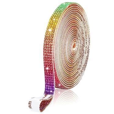 Imagem de Fita autoadesiva de cristal strass diamante 0,9 cm de largura, multifuncional, faça você mesmo, decorativa, pedras preciosas, artesanato, fita, glitter, arco-íris