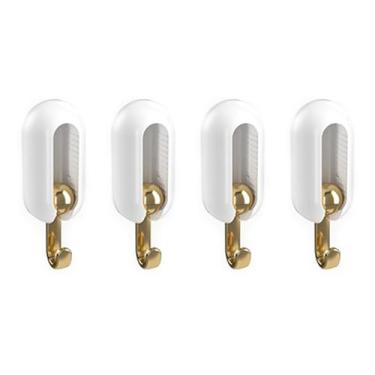Imagem de 4 peças de Ganchos Autoadesivos Multiuso Estilo Moderno Minimalista Sem Furaduras Porteiro Parede para Casaco Luxo Leve
