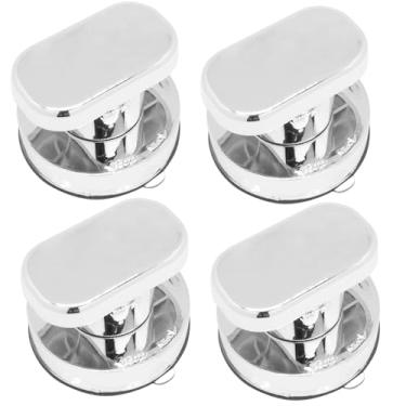 Imagem de YuGtcen 4 peças de alça de ventosa, puxador de ventosa de porta de vidro de chuveiro, botão removível sem perfuração para porta deslizante armário gaveta tampa de assento de vaso sanitário (prata)