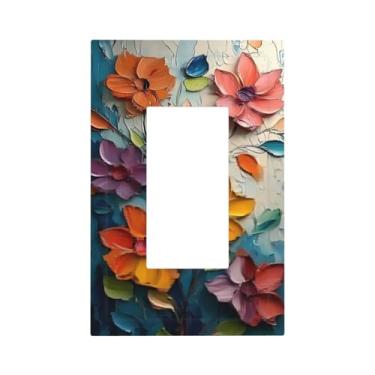 Imagem de Capas decorativas para interruptores de luz em aquarela flor 1 gangue Rocker Outlet placa decorativa para interruptor placa frontal GFCI capas de interruptor de luz para decoração de casa