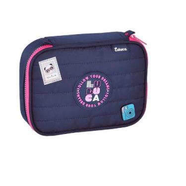 Imagem de Estojo luluca simples 22x16x6cm ref lu24640, MARINHO/ROSA