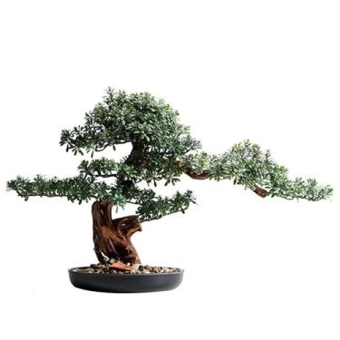 Imagem de Árvore artificial acolhedora pinheiro simulação planta bonsai entrada sala de estar planta verde grande árvore falsa hotel podocarpus decoração ornamentos árvore falsa (D)