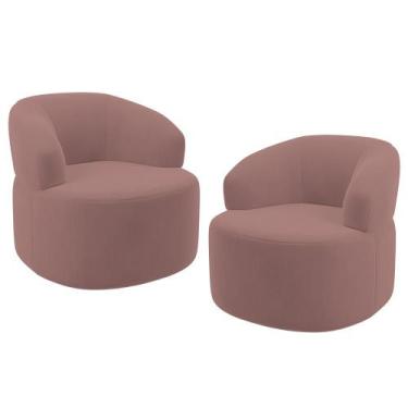 Imagem de Kit 02 Poltronas Giratória Orgânica Para Sala de Estar Living Helena L