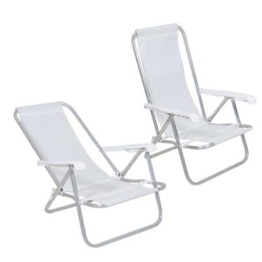 Imagem de Kit 2 Cadeiras de Praia Reclinável 4 Posições Alumínio Lazy Sannet Bra