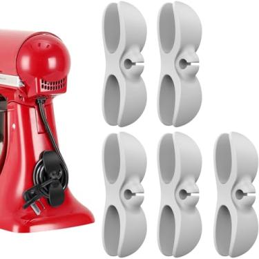 Imagem de 5 clipes organizadores de cabos – Gerenciamento eficiente de fios de utensílios de cozinha, envoltório seguro de cabos para fritadeiras e cafeteiras, organizador de cabos de eletrodomésticos