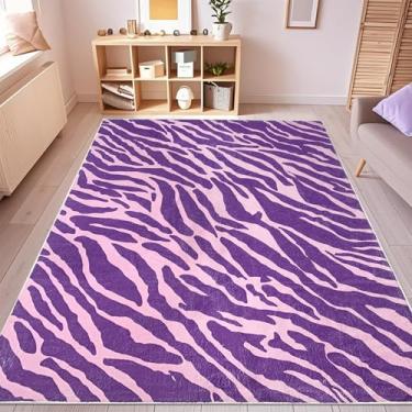 Imagem de USTIDE Tapete de tamanho grande com estampa rosa, tapete fofo para quarto de meninas, rosa e roxo, para quarto, sala de estar, berçário, quarto de adolescente, decoração de dormitório de adolescentes