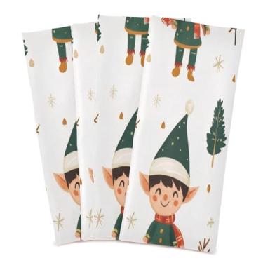 Imagem de xigua Conjunto de 4 panos de prato de cozinha de elfos fofos de Natal, toalhas de cozinha macias e altamente absorventes de secagem rápida para limpeza de pratos e limpeza à mão, 71 x 45 cm