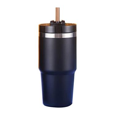 Imagem de Copo Isolado com Tampa e Canudo Reutilizável Garrafa de Água Aço Inoxidável 304 Café Gelado para Viagem Carro Academia Fitness Bebidas Quentes Frias